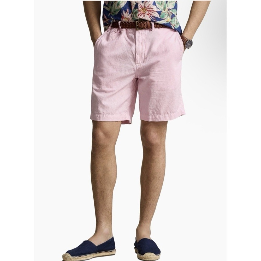 Polo Ralph Lauren Men Size 44T Tall Classic Fit Shorts Linen Pink‎ Lightweight